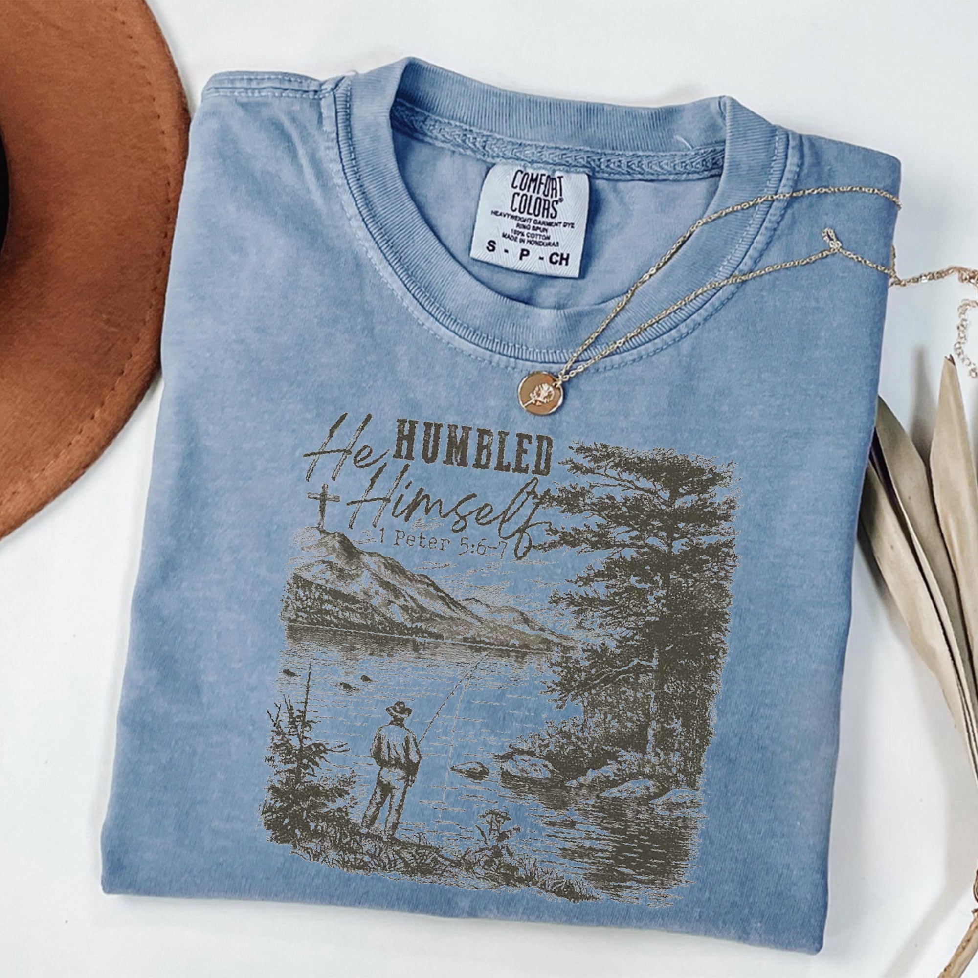 Christian Dad Comfort Colors Shirt, Father's Day T-shirt, He Humbled Himself Hoodie, Jesus Bible Verse Sweatshirt, Fishing Dad Tee, Gift For Christian Dad